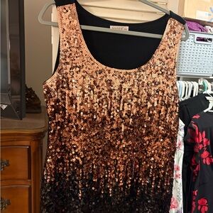 Vanne Black and Gold Sequin Tank Top